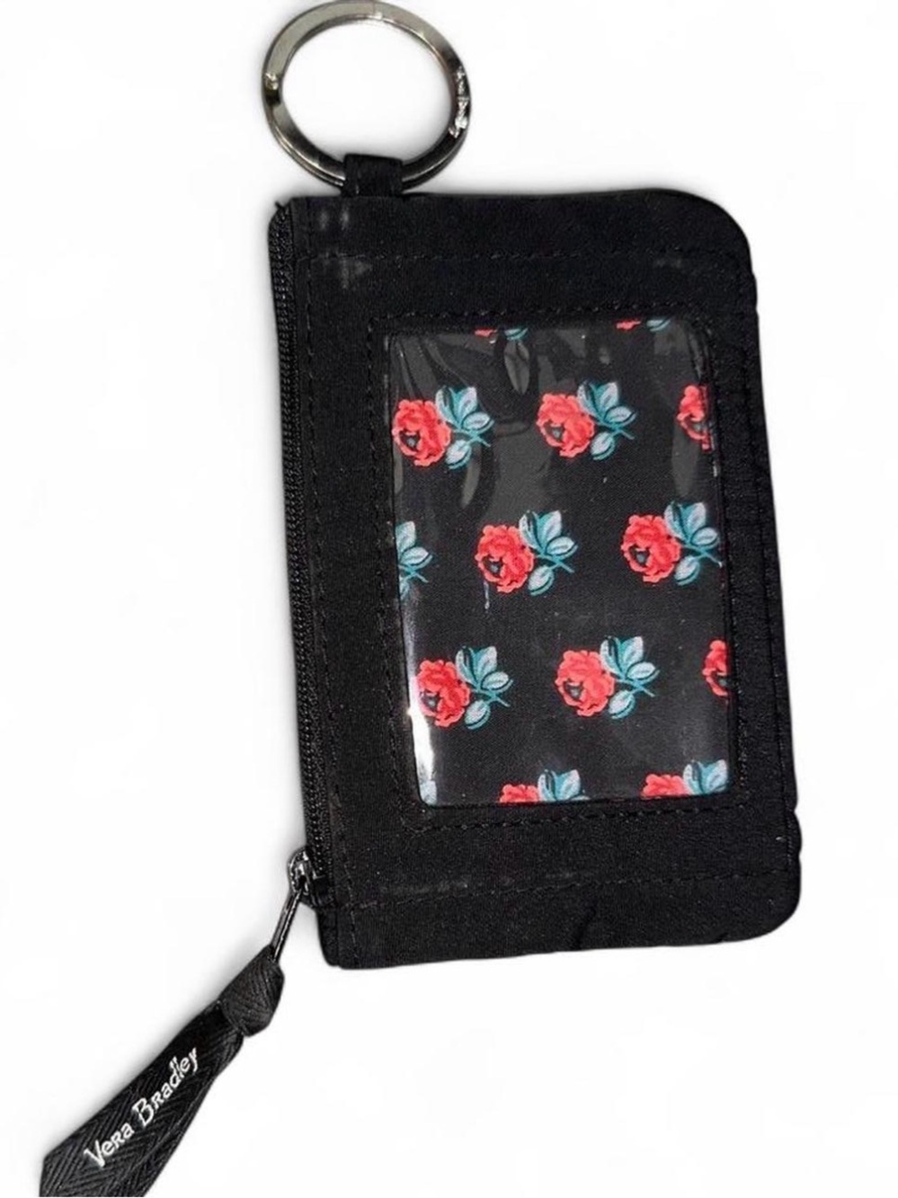 Black Zippered Pouch with Keyring - Vera Bradley